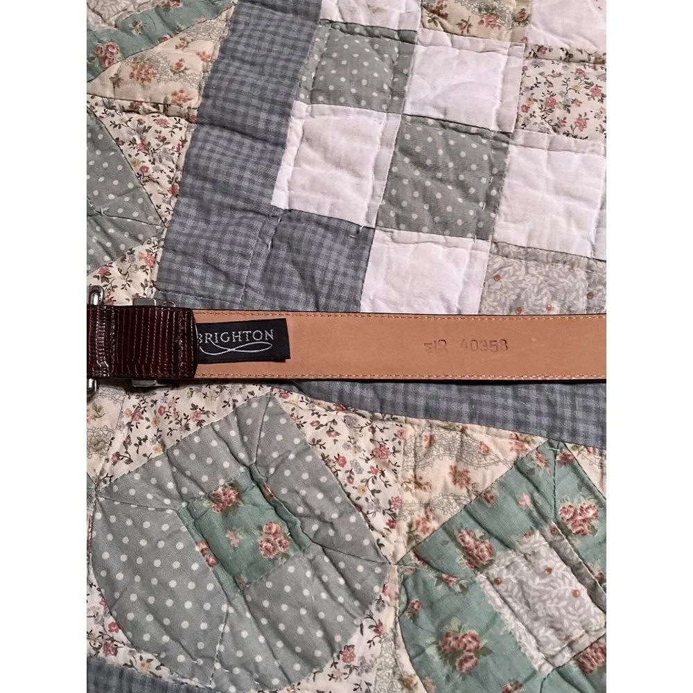 Brighton Belt Brown Leather Silver Tones Buckle Medium 30‎ Textured 40358